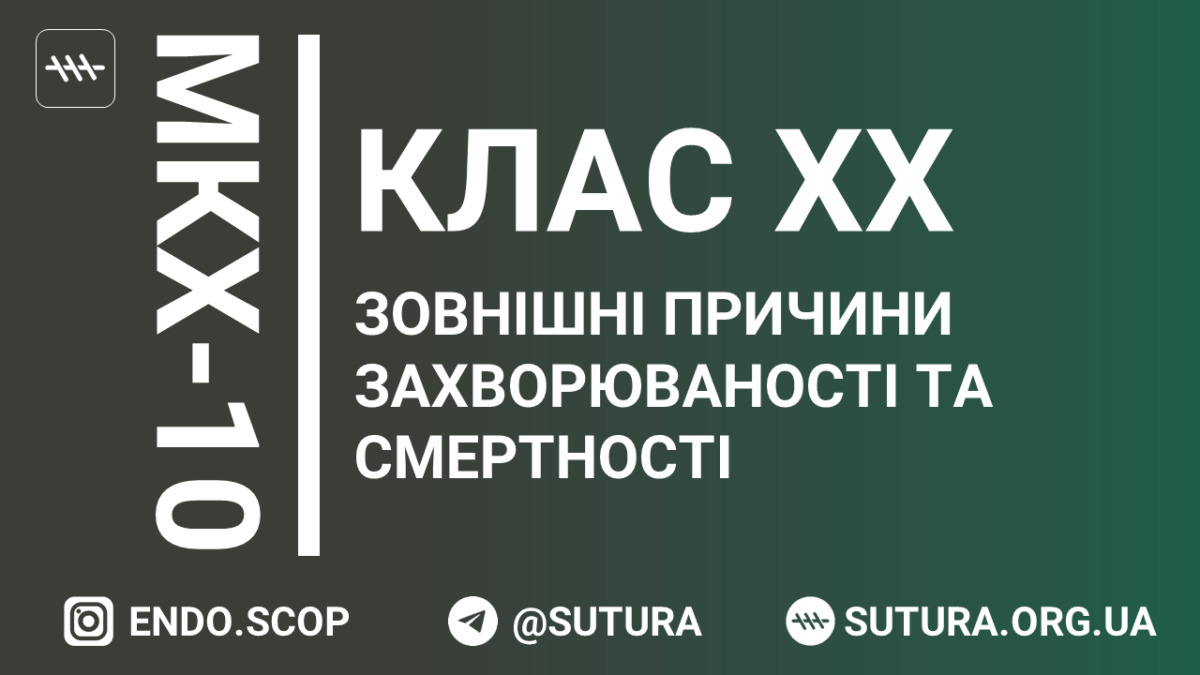 МКХ-10 Клас XX. Зовнішні причини захворюваності та смертності