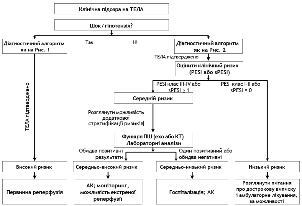 Стратегії лікування при гострій ТЕЛА в залежності від наявних ризиків